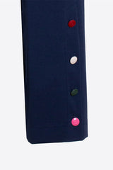 COLORED BUTTONS HEM NAVY TROUSERS