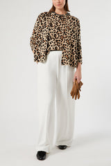 TAVOLA BEIGE JACQUARD WOOL-BLEND CARDIGAN