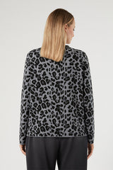 TAVOLA GREY JACQUARD WOOL-BLEND CARDIGAN