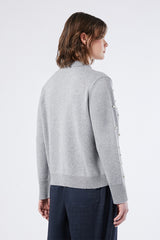 FARNESE GREY PEARLS WOOL BLEND CARDIGAN