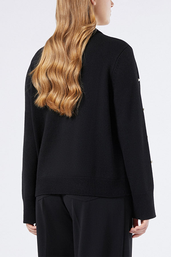 FARNESE BLACK PEARLS WOOL BLEND CARDIGAN