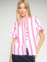 NEON PINK STRIPED SHIRT