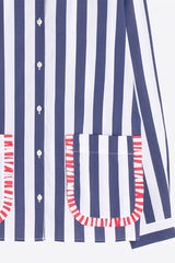 CONTRAST POCKETS NAVY STRIPED SHIRT