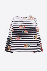 FISH PRINT STRIPED LONG SLEEVE T-SHIRT
