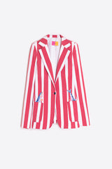 RED VERTICAL STRIPED FISH JACKET