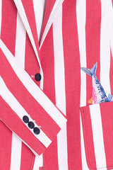 RED VERTICAL STRIPED FISH JACKET