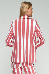 RED VERTICAL STRIPED FISH JACKET