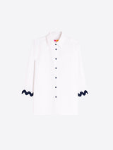 NAVY WAVE TRIM WHITE SHIRT