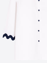 NAVY WAVE TRIM WHITE SHIRT