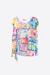 CAPRI-PRINT SIDE KNOT T-SHIRT