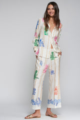 BAMBOO TROPICAL PRINT WIDE-LEG TROUSERS