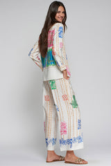 BAMBOO TROPICAL PRINT WIDE-LEG TROUSERS