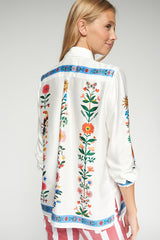VERTICAL FLOWERS WHITE SHIRT