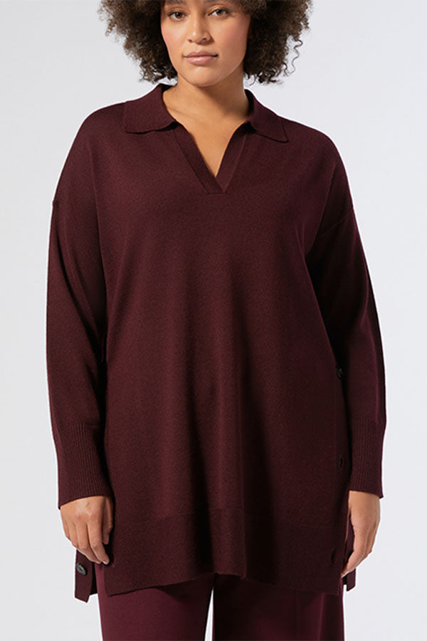 SNOB WOOL BLEND POLO SWEATER