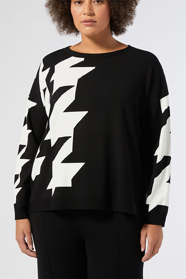 COTTAGE PATTERNED VISCOSE SWEATER