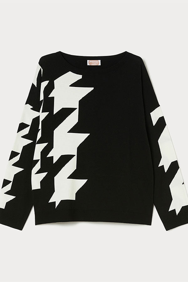 COTTAGE PATTERNED VISCOSE SWEATER