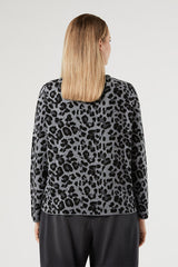 UNITO GREY EMBROIDERED JACQUARD SWEATER