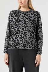 UNITO GREY EMBROIDERED JACQUARD SWEATER