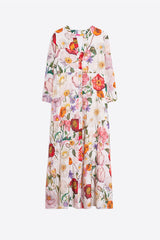 MULTICOLORED FLORAL PRINT LONG DRESS