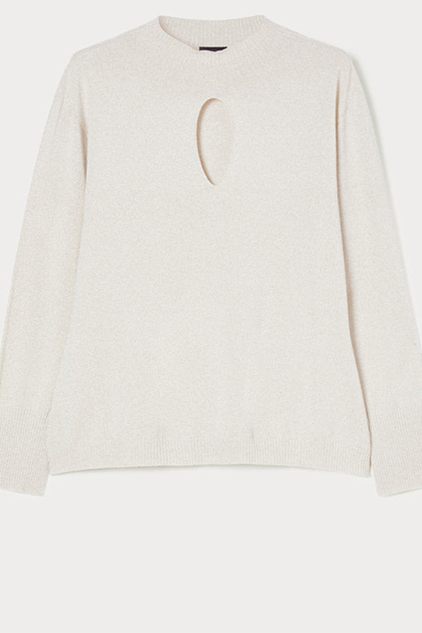 ZUPPA WHITE VISCOSE LUREX TURTLENECK SWEATER