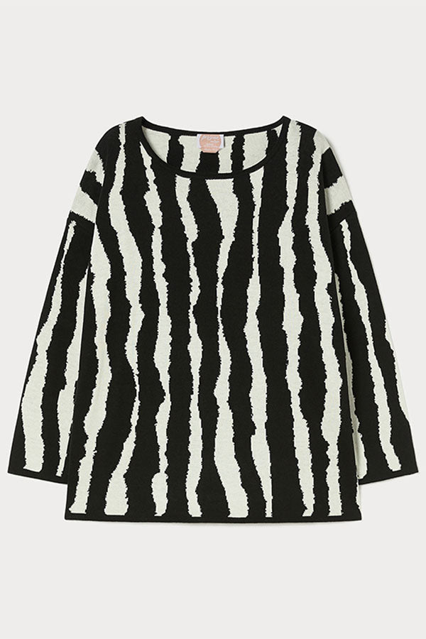 CARAVAN WHITE BLACK JACQUARD WOOL BLEND JUMPER