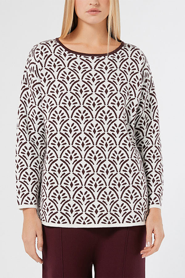 CARAVAN WHITE JACQUARD WOOL BLEND JUMPER