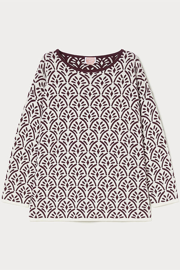 CARAVAN WHITE JACQUARD WOOL BLEND JUMPER