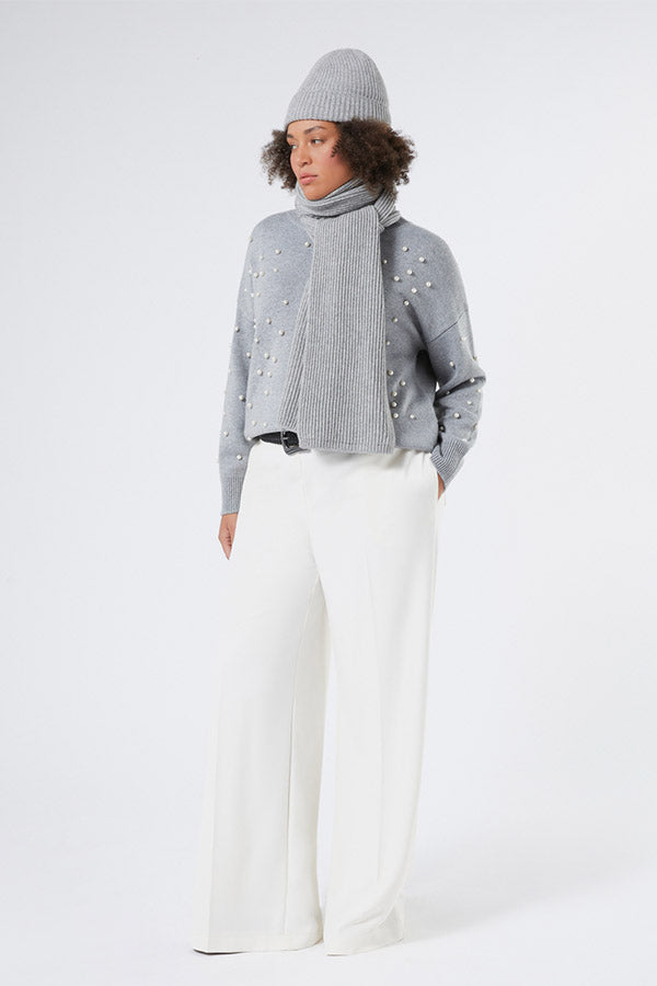 DAPHNE GREY PEARLS CASHMERE-BLEND JUMPER
