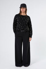 DAPHNE BLACK PEARLS CASHMERE-BLEND JUMPER