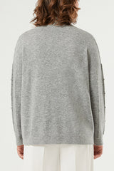 DOROTEA GREY RHINESTONES ALPACA BLEND POLO NECK JUMPER