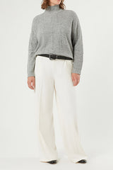 DOROTEA GREY RHINESTONES ALPACA BLEND POLO NECK JUMPER