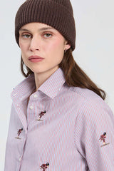 BICOLOR SKI EMBROIDERY STRIPED SHIRT