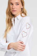 WHITE RHINESTONE SHIRT