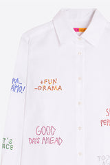 WHITE RHINESTONES HERRINGBONE SHIRT