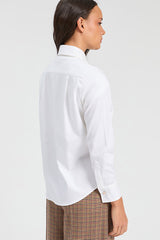 WHITE CAT EMBROIDERY HERRINGBONE SHIRT