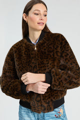LEOPARD FUR BOMBER JACKET