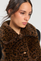 ANIMAL PRINT FAUX FUR VEST