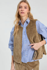 CAMEL REVERSIBLE CORDUROY VEST
