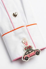 WHITE CONTRAST PIPING SHIRT