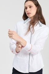 WHITE CONTRAST PIPING SHIRT
