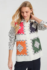 WHITE RHOMBUS GEOMETRIC SHIRT