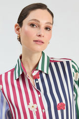 MULTICOLORED STRIPED FLORAL SHIRT