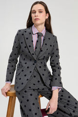 GREY FLOCKED POLKA DOT JACKET
