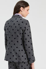 GREY FLOCKED POLKA DOT JACKET
