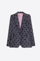 GREY FLOCKED POLKA DOT JACKET