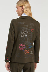 GREEN FLANNEL SCREEN PRINTED FERRIS WHEEL JACKET