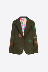 GREEN FLANNEL SCREEN PRINTED FERRIS WHEEL JACKET