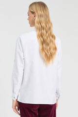 WHITE HERRINGBONE STRAWBERRY EMBROIDERED SHIRT