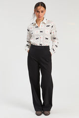 BLACK ROMA KNIT STRAIGHT-LEG TROUSERS