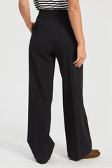 BLACK ROMA KNIT STRAIGHT-LEG TROUSERS